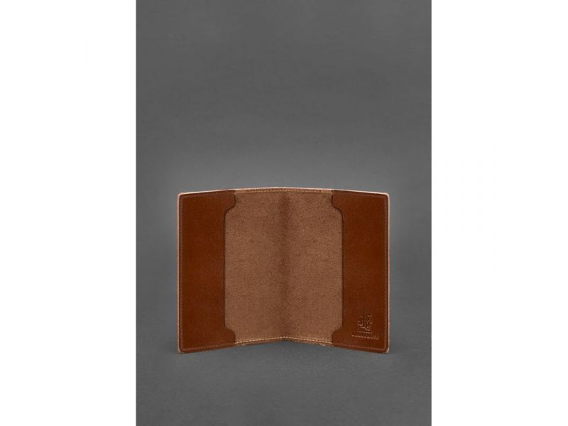 Кожаная обложка для служебного удостоверения военнослужащего Госспецсвязи светло-коричневая, фото 2