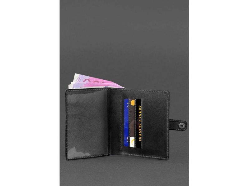 Кожаная обложка-портмоне для удостоверения офицера 11.0 Черная, фото 4