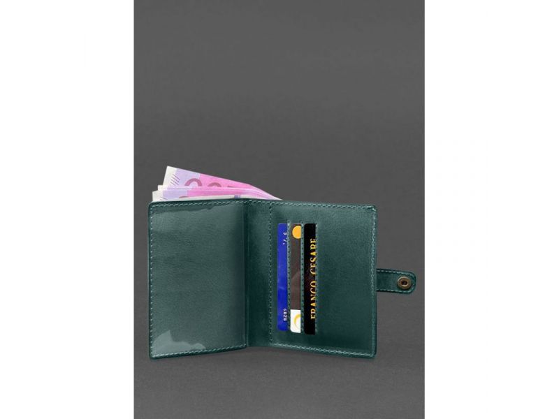 Кожаная обложка-портмоне для удостоверения офицера 11.0 зеленая, фото 4