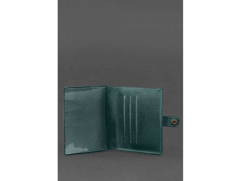 Кожаная обложка-портмоне для удостоверения офицера 11.0 зеленая, фото 3