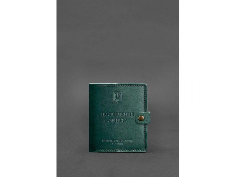 Кожаная обложка-портмоне для удостоверения офицера 11.0 зеленая, фото 1