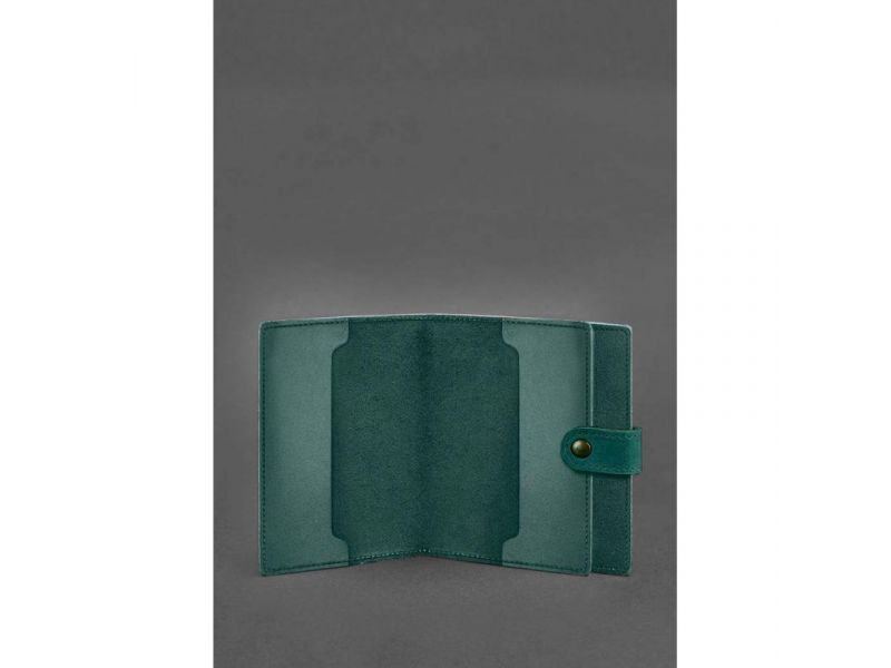 Кожаная обложка-портмоне для удостоверения офицера 11.0 зеленая, фото 2