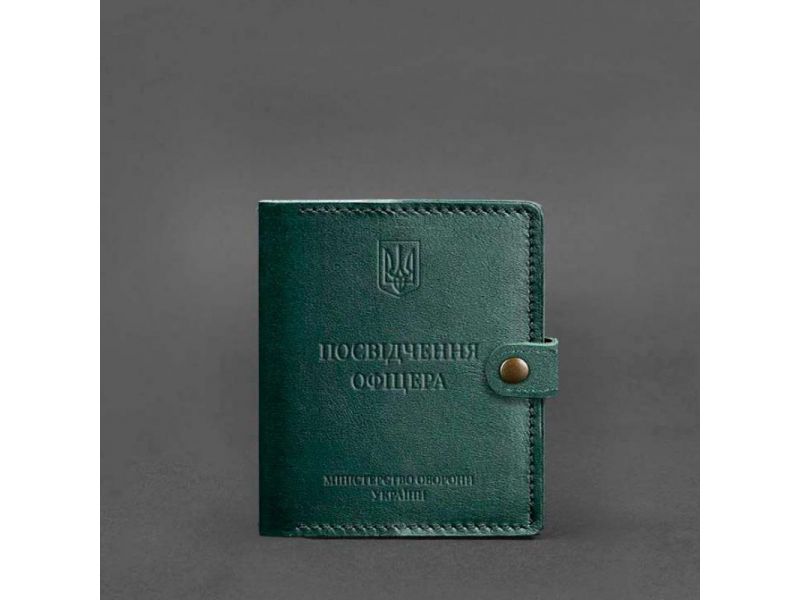 Кожаная обложка-портмоне для удостоверения офицера 11.0 зеленая, фото 5