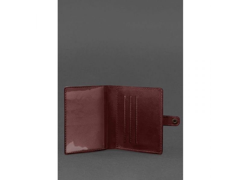 Кожаная обложка-портмоне для удостоверения офицера 11.0 бордовая, фото 3