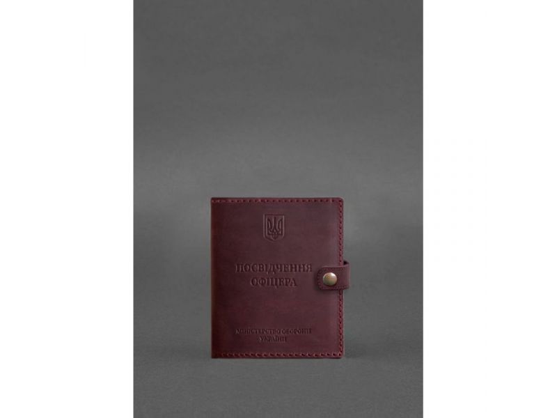 Кожаная обложка-портмоне для удостоверения офицера 11.0 бордовая Crazy Horse, фото 4