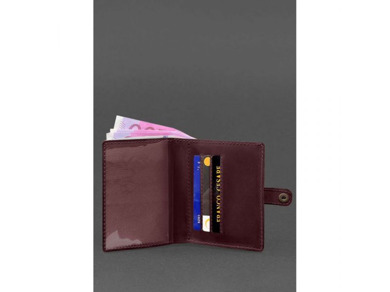 Кожаная обложка-портмоне для удостоверения офицера 11.0 бордовая Crazy Horse, фото 7