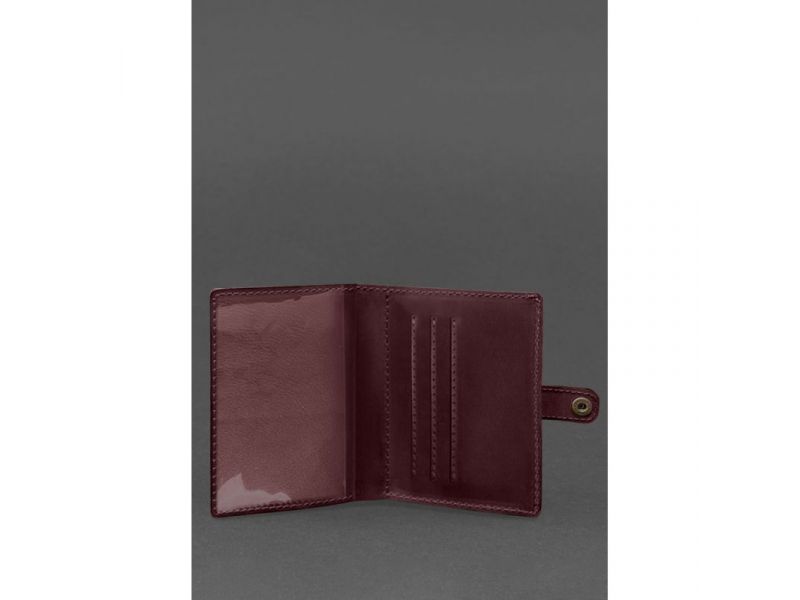 Кожаная обложка-портмоне для удостоверения офицера 11.0 бордовая Crazy Horse, фото 6