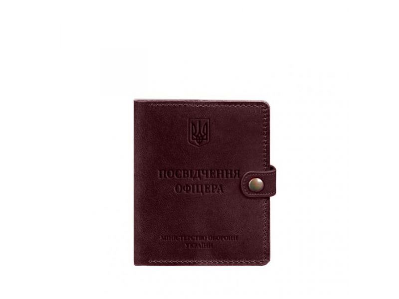 Кожаная обложка-портмоне для удостоверения офицера 11.0 бордовая Crazy Horse, фото 9