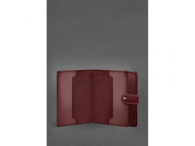 Кожаная обложка-портмоне для удостоверения офицера 11.0 бордовая, фото 2