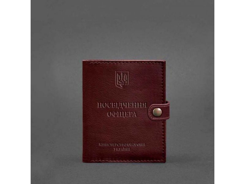 Кожаная обложка-портмоне для удостоверения офицера 11.0 бордовая, фото 5
