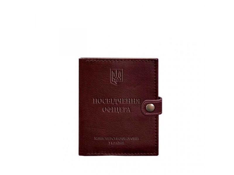 Кожаная обложка-портмоне для удостоверения офицера 11.0 бордовая, фото 6