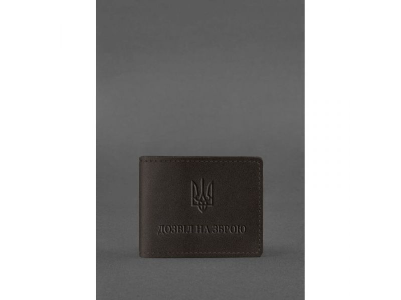 Кожаная обложка для разрешения на оружие темно-коричневая, фото 2