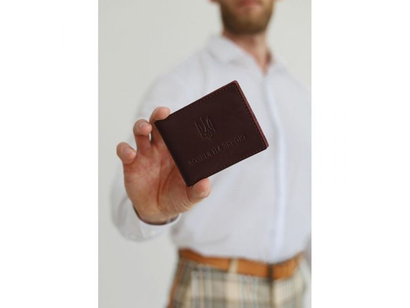 Кожаная обложка для разрешения на оружие темно-коричневая, фото 1