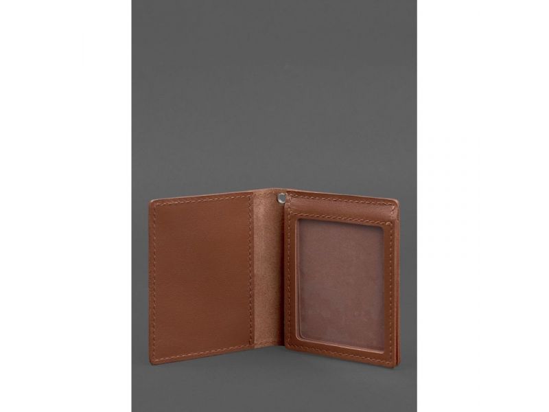 Кожаная обложка для удостоверения офицера ДПСУ (три кармана) светло-коричневая, фото 3