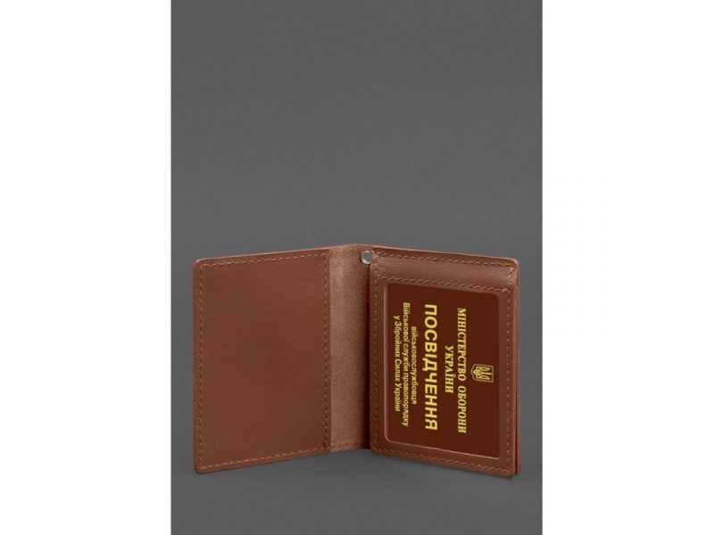 Кожаная обложка для удостоверения офицера ДПСУ (три кармана) светло-коричневая, фото 4