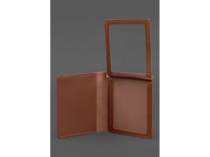 Кожаная обложка для удостоверения офицера ДПСУ (три кармана) светло-коричневая, фото 5