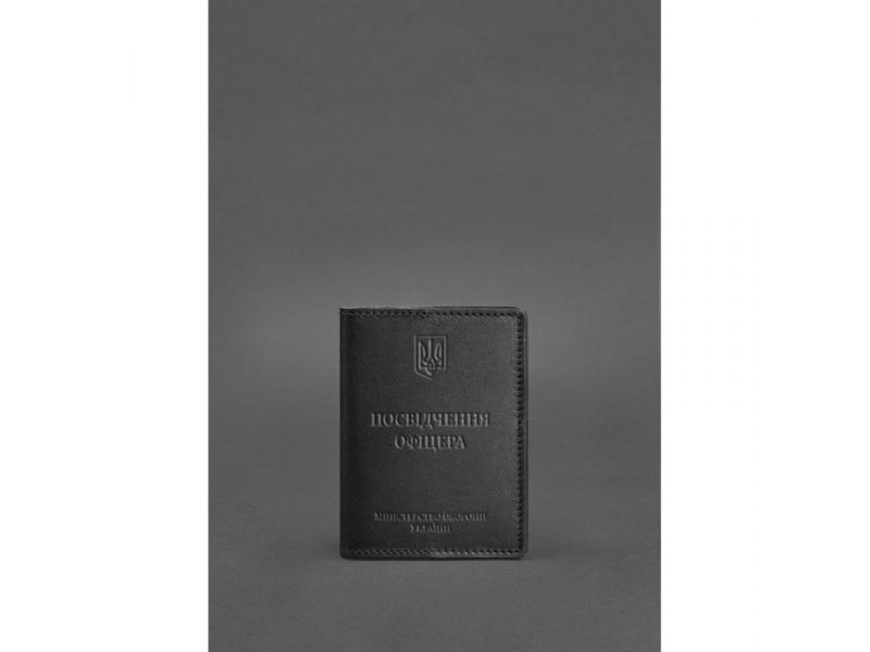 Кожаная обложка для удостоверения офицера 9.0 Черная, фото 1