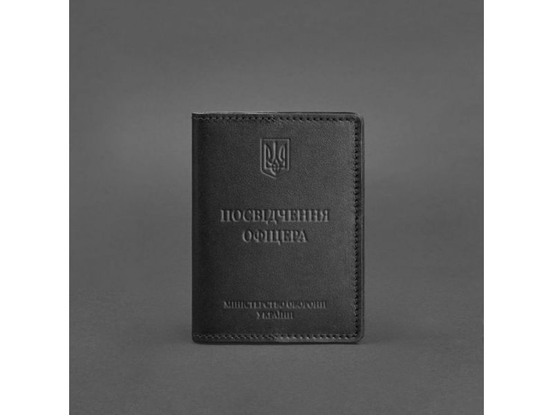Кожаная обложка для удостоверения офицера 9.0 Черная, фото 4