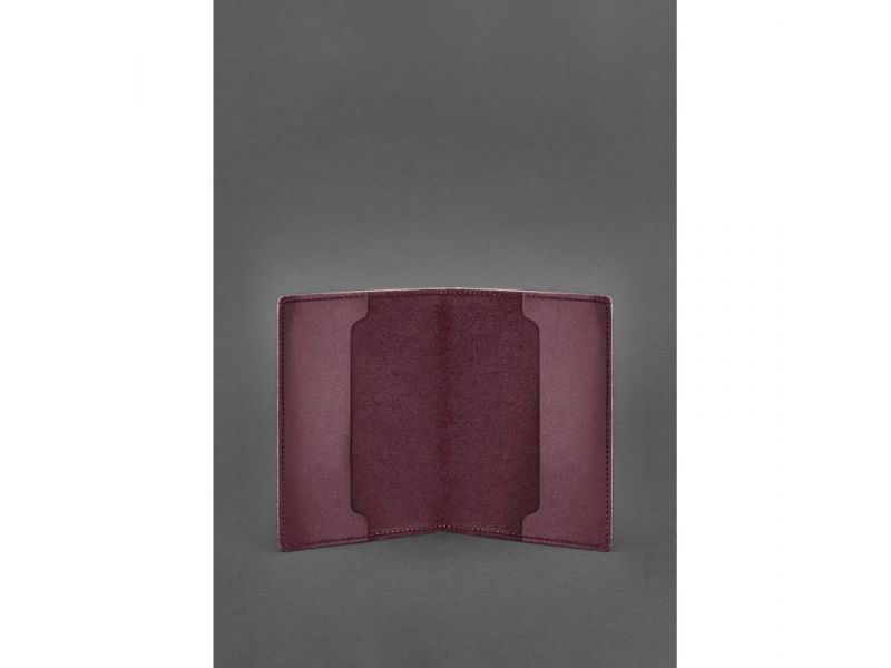 Кожаная обложка для удостоверения офицера 9.0 бордовая Crazy Horse, фото 4