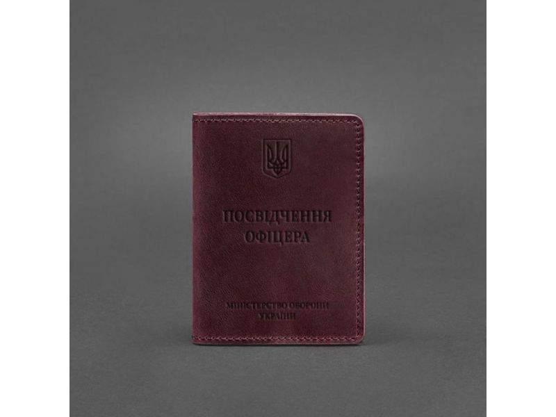 Кожаная обложка для удостоверения офицера 9.0 бордовая Crazy Horse, фото 5