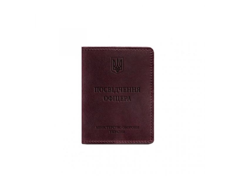 Кожаная обложка для удостоверения офицера 9.0 бордовая Crazy Horse, фото 6