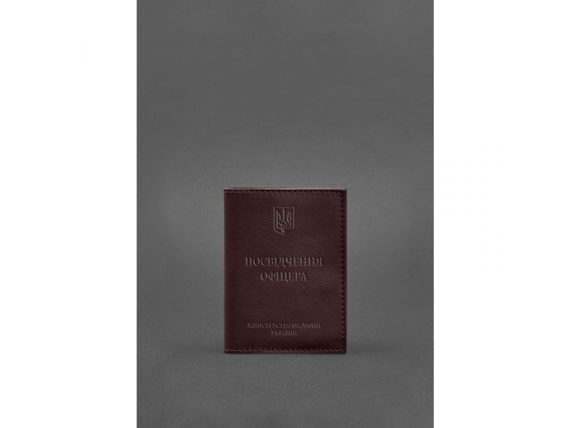 Кожаная обложка для удостоверения офицера 9.0 бордовая, фото 2