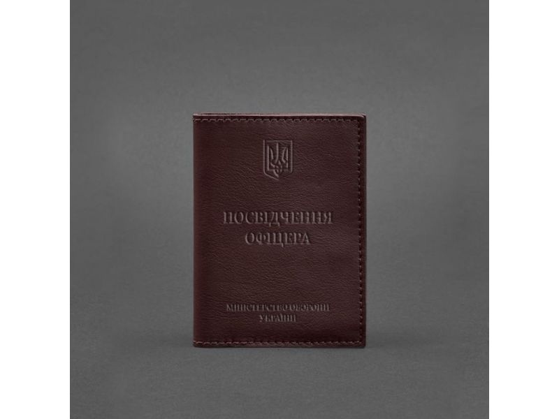 Кожаная обложка для удостоверения офицера 9.0 бордовая, фото 5