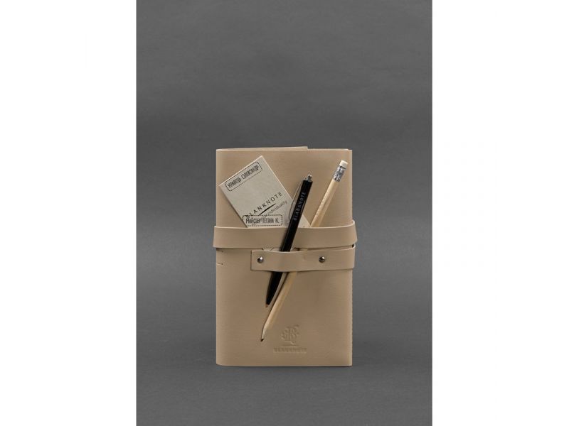 Женский кожаный блокнот (Софт-бук) 1.0 Светло-бежевый, фото 3