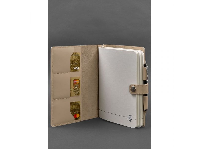 Кожаный блокнот (Софт-бук) 4.0 светло-бежевый, фото 3