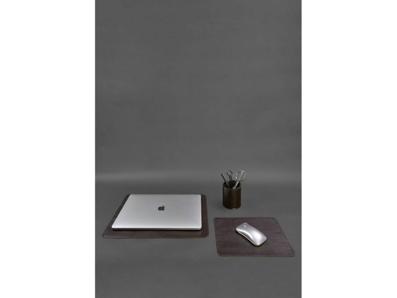 Набор для рабочего стола из натуральной кожи 1.0 темно-коричневый краст, фото 2