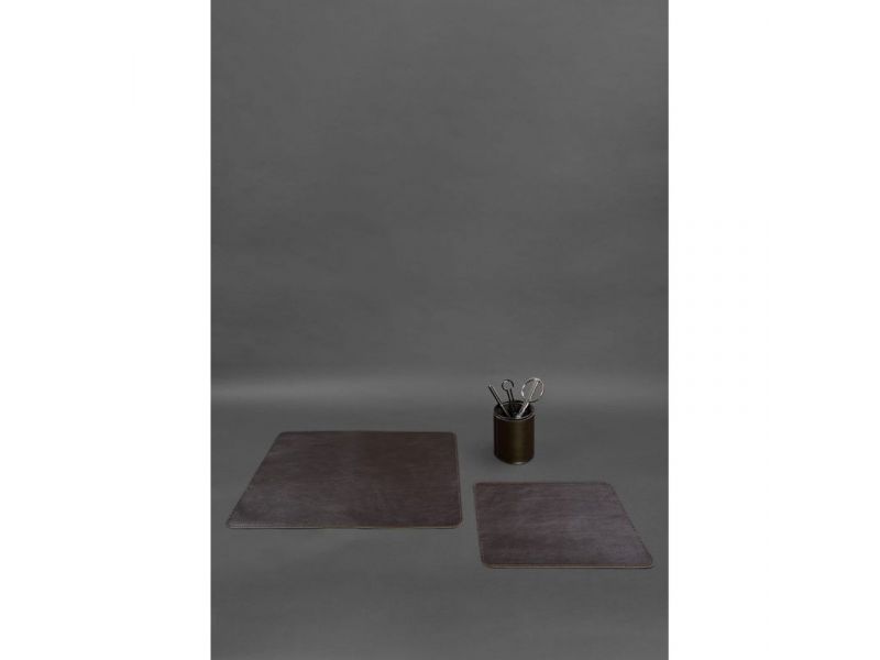 Набор для рабочего стола из натуральной кожи 1.0 темно-коричневый краст, фото 3