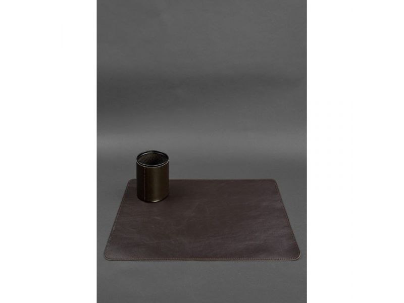 Набор для рабочего стола из натуральной кожи 1.0 темно-коричневый краст, фото 4