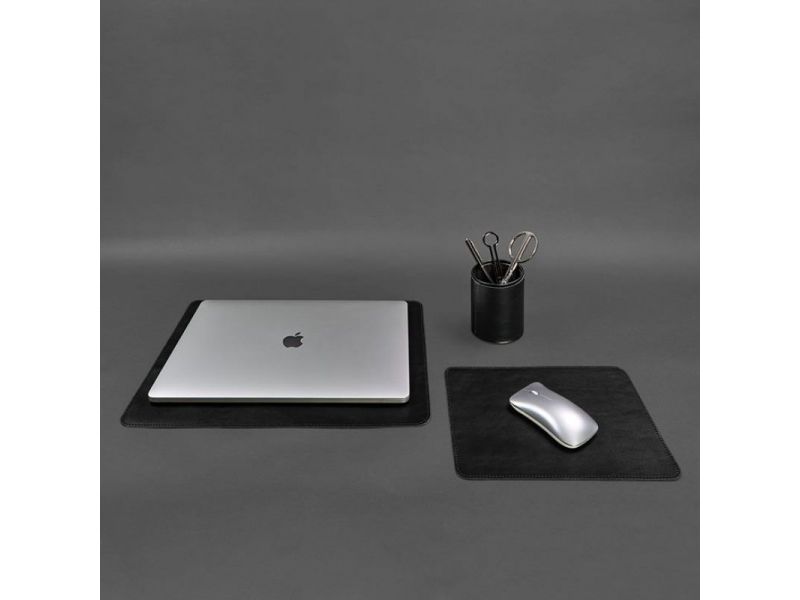 Набор для рабочего стола из натуральной кожи 1.0 черный краст, фото 10