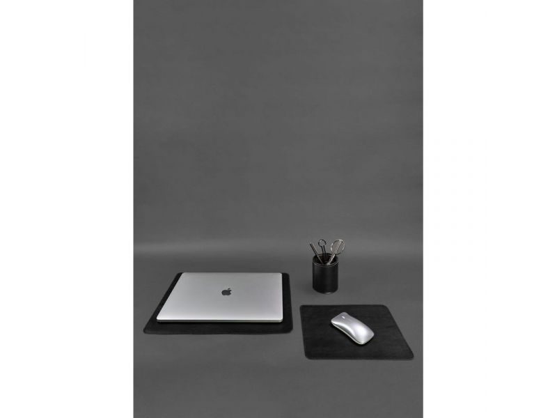 Набор для рабочего стола из натуральной кожи 1.0 черный краст, фото 1