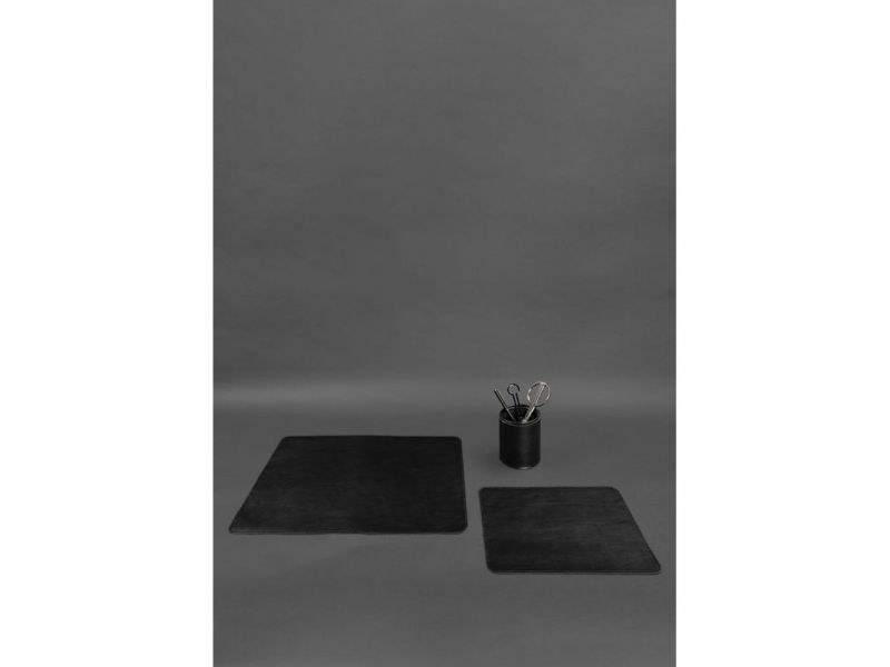 Набор для рабочего стола из натуральной кожи 1.0 черный краст, фото 2