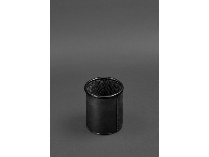 Стакан для ручек в кожаном чехле черный Crazy Horse, фото 1