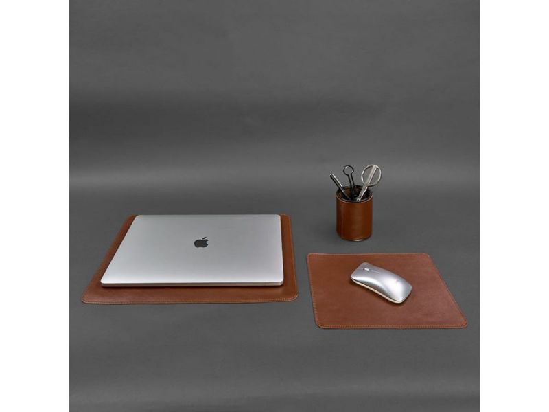 Набор для рабочего стола из натуральной кожи 1.0 светло-коричневый краст, фото 10