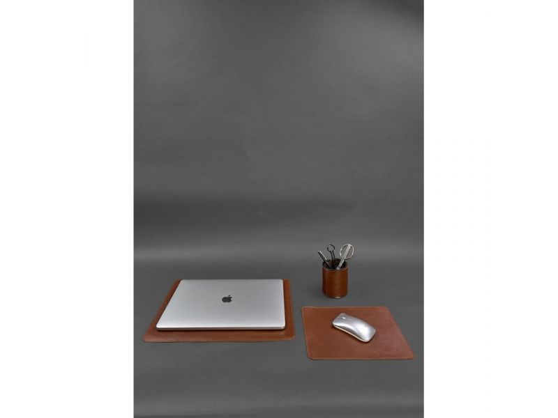 Набор для рабочего стола из натуральной кожи 1.0 светло-коричневый краст, фото 1