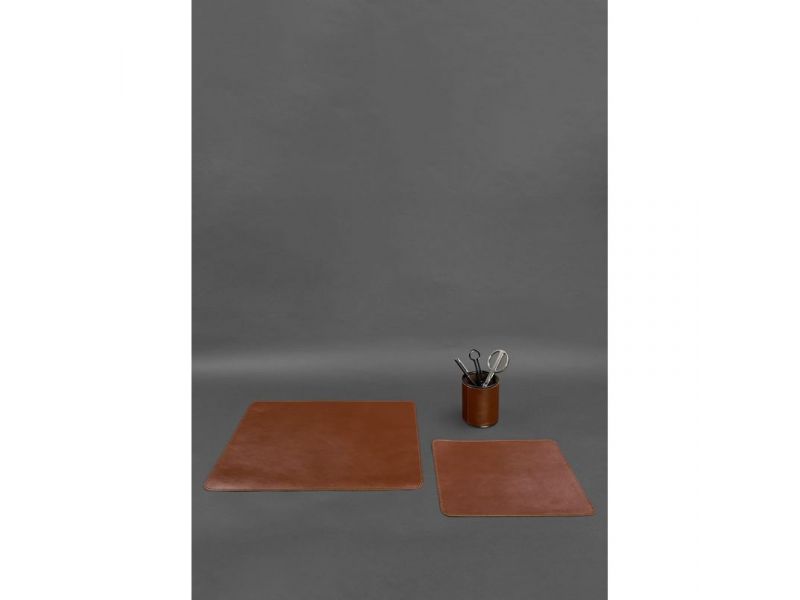 Набор для рабочего стола из натуральной кожи 1.0 светло-коричневый краст, фото 2