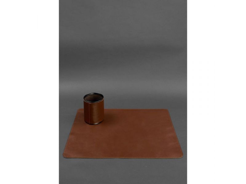 Набор для рабочего стола из натуральной кожи 1.0 светло-коричневый краст, фото 3