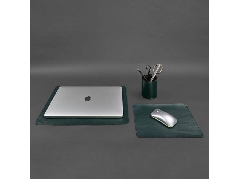 Набор для рабочего стола из натуральной кожи 1.0 зеленый краст, фото 10