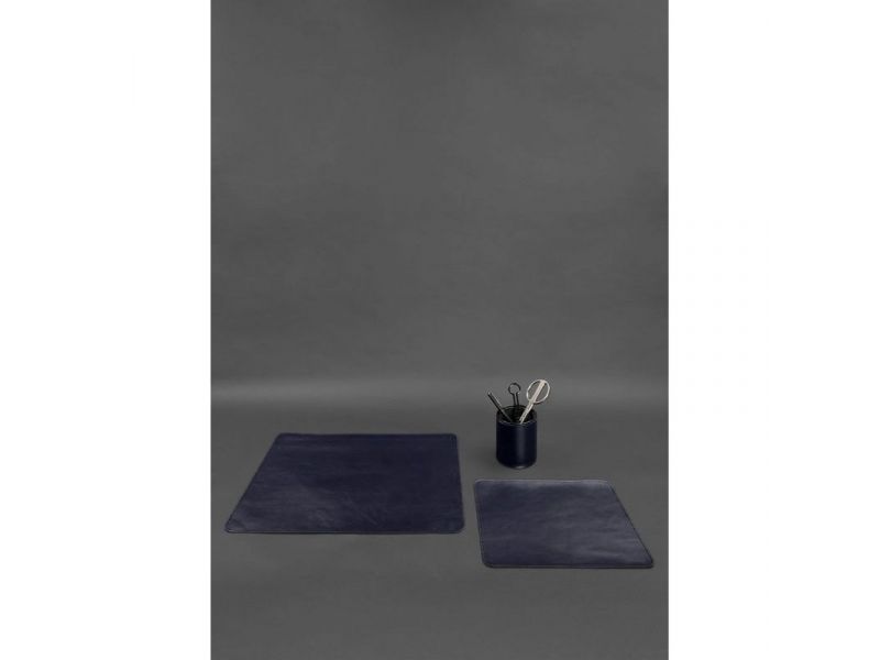 Набор для рабочего стола из натуральной кожи 1.0 темно-синий краст, фото 2