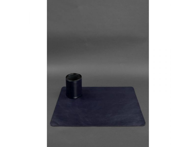 Набор для рабочего стола из натуральной кожи 1.0 темно-синий краст, фото 3