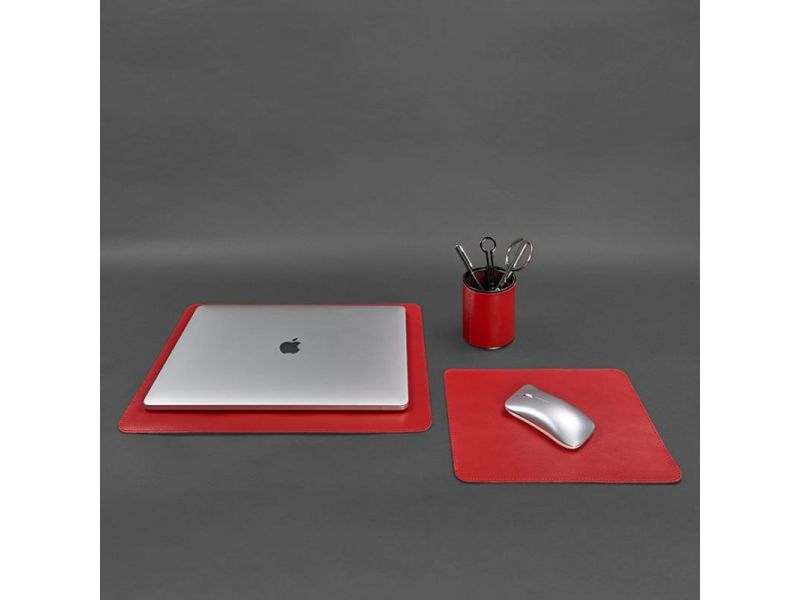 Набор для рабочего стола из натуральной кожи 1.0 красный краст, фото 10