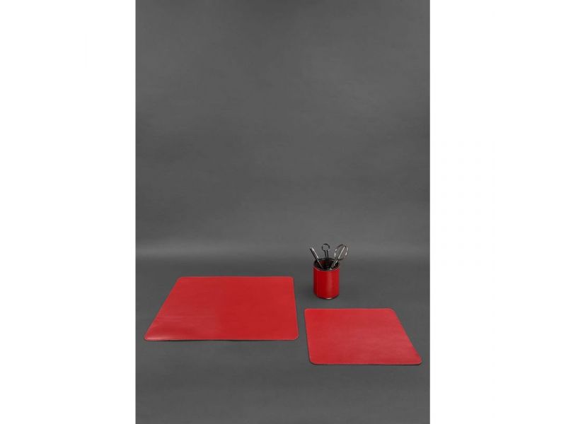 Набор для рабочего стола из натуральной кожи 1.0 красный краст, фото 2