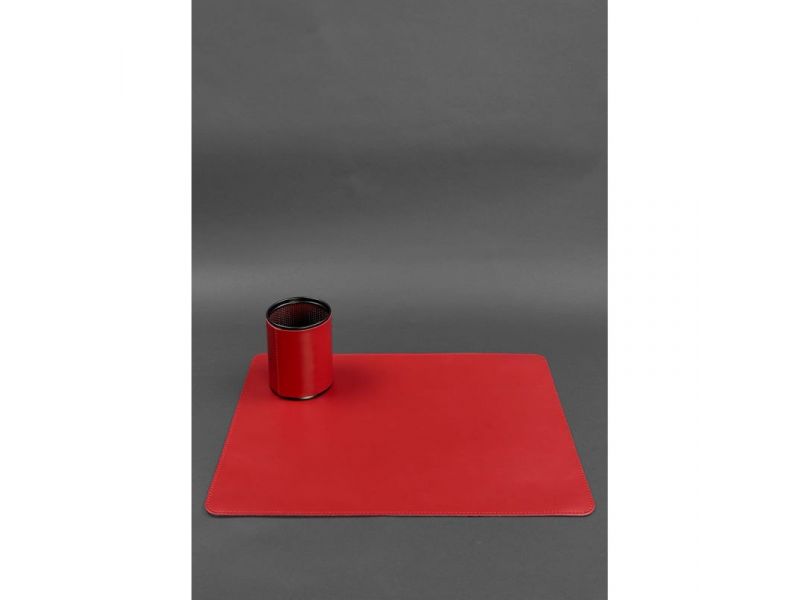 Набор для рабочего стола из натуральной кожи 1.0 красный краст, фото 3