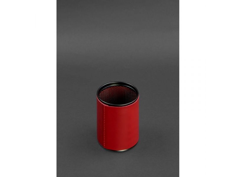 Стакан для ручек в кожаном чехле красный краст, фото 1