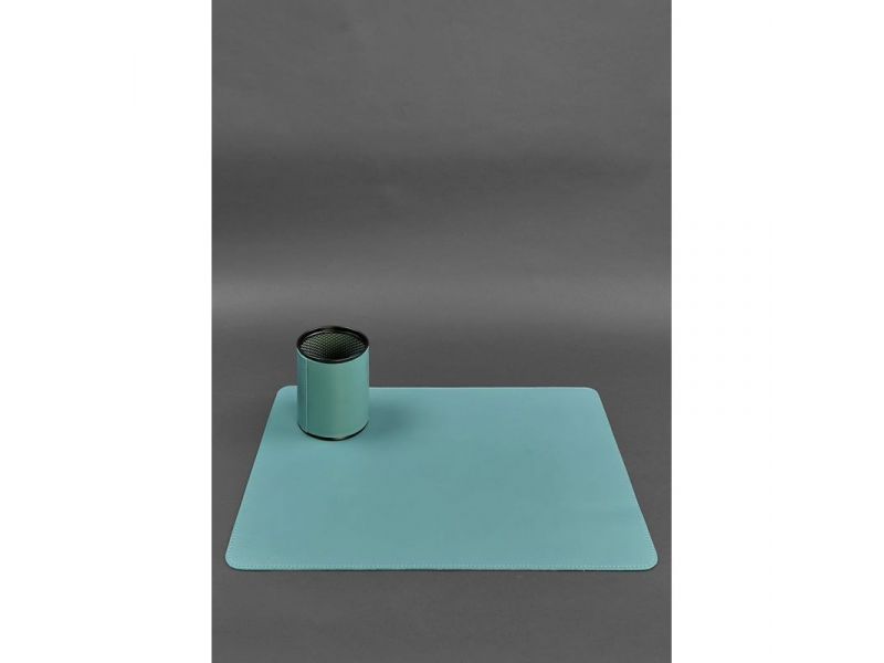 Набор для рабочего стола из натуральной кожи 1.0 бирюзовый краст, фото 3