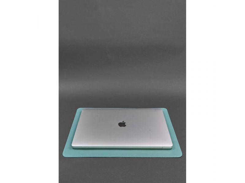 Набор для рабочего стола из натуральной кожи 1.0 бирюзовый краст, фото 4