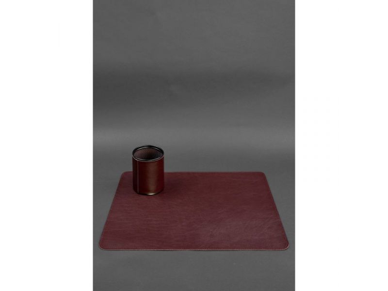 Набор для рабочего стола из натуральной кожи 1.0 бордовый краст, фото 3